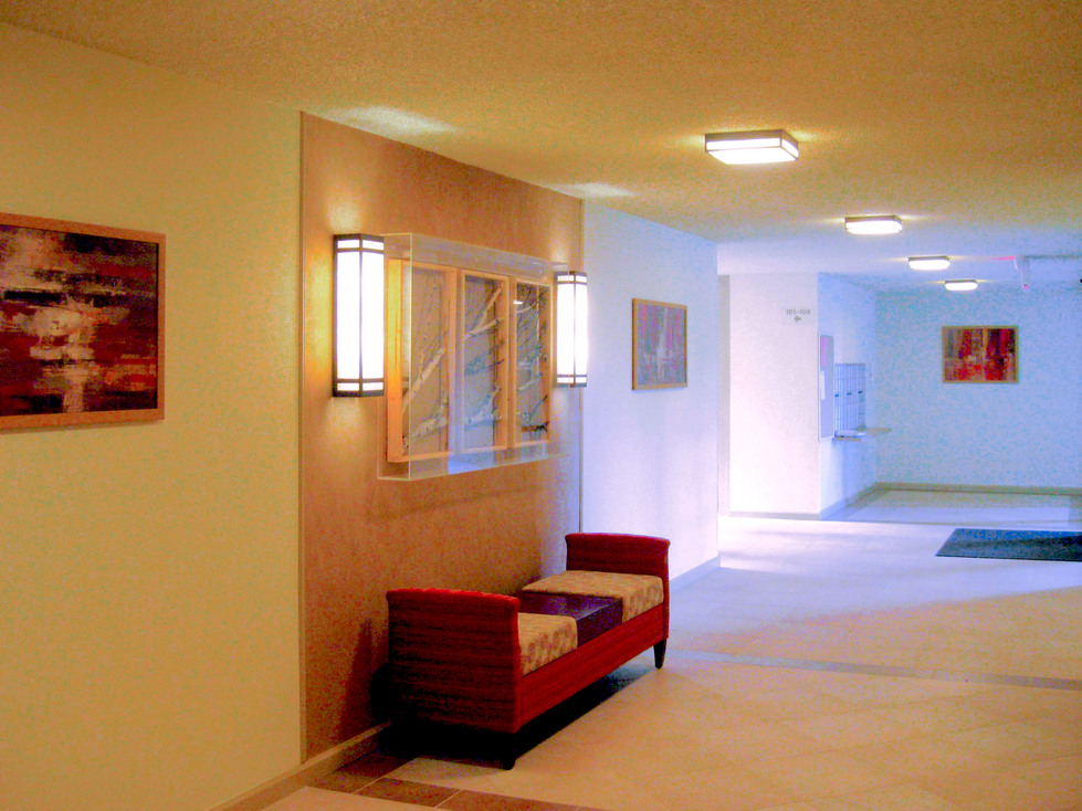 Marina Point, Halls and Lobbies, Seating, Lighting, Wall Decor, Sayler Design, Interior Design, Interior Designer	