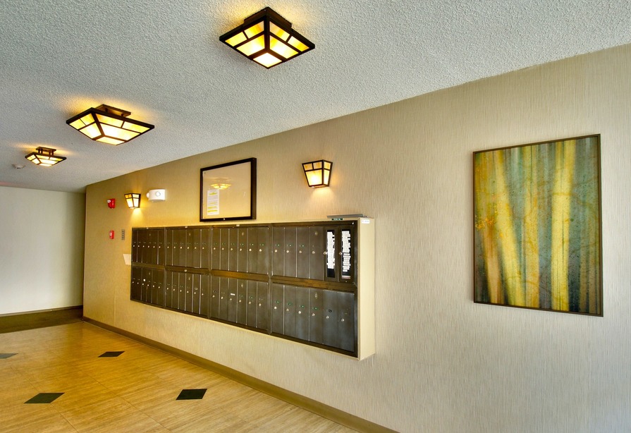 Crown Colony Clubhouse, Lobby, Mailboxes, Sayler Design, Interior Design, Interior Designer	